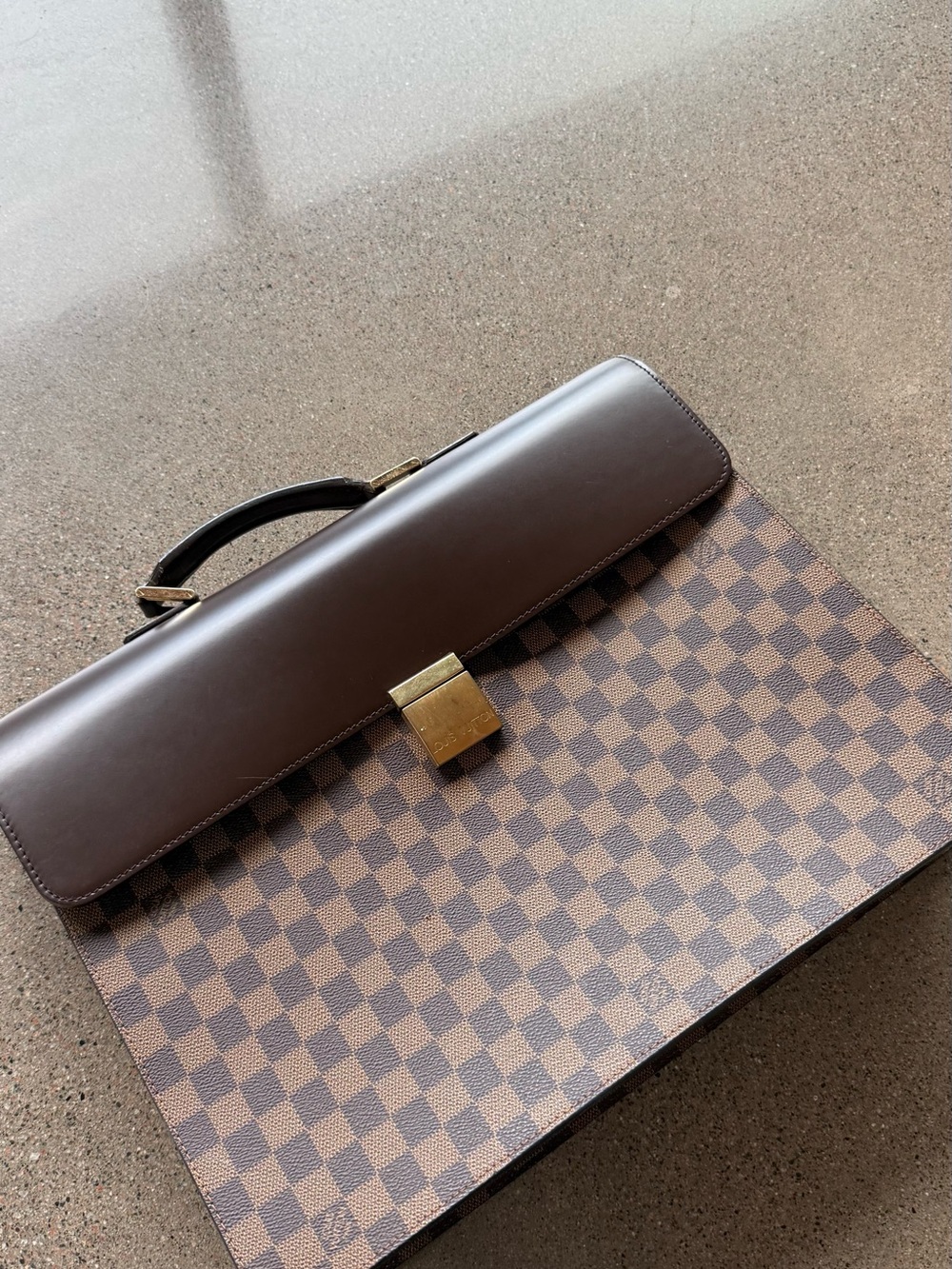 Louis Vuitton Brown Damier Briefcase with Gold Hardware